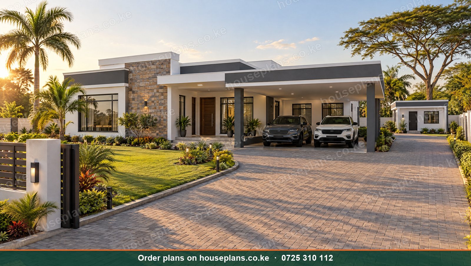 4 Bedroom Flat Roof Bungalow design in Kenya: the Kifaru, exterior photo