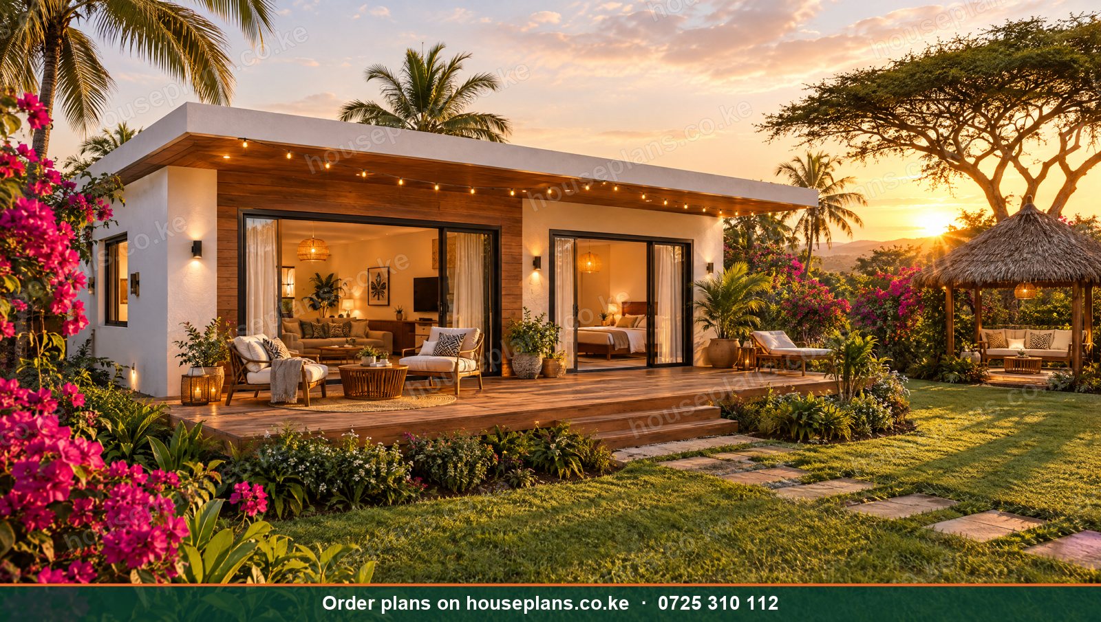 2 Bedroom Flat Roof Cottage design in Kenya: the Sunbird, exterior photo